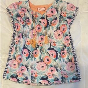 Cheeky Plum Pink and Blue Floral Kids Swim Cover-up